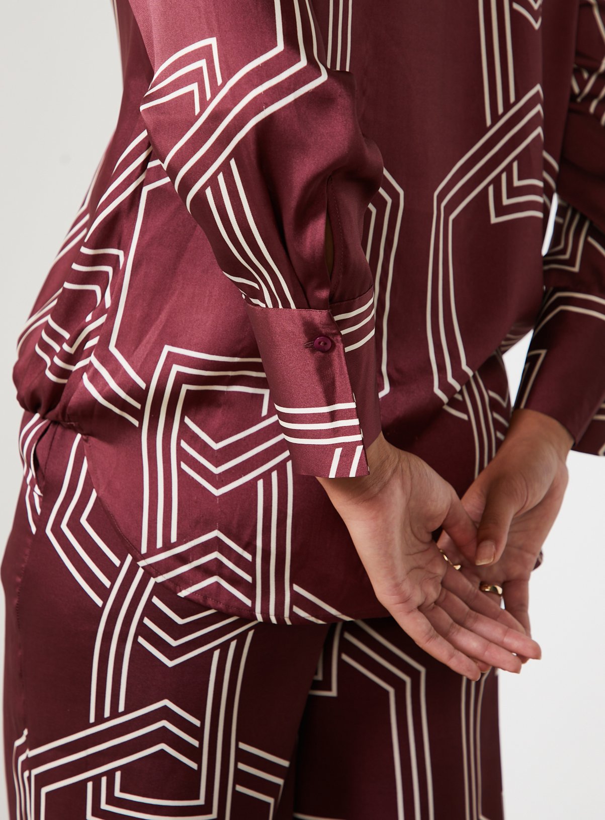 For All The Love Printed Satin Co-ord Wrap Blouse 10 - Image 2 thumbnail